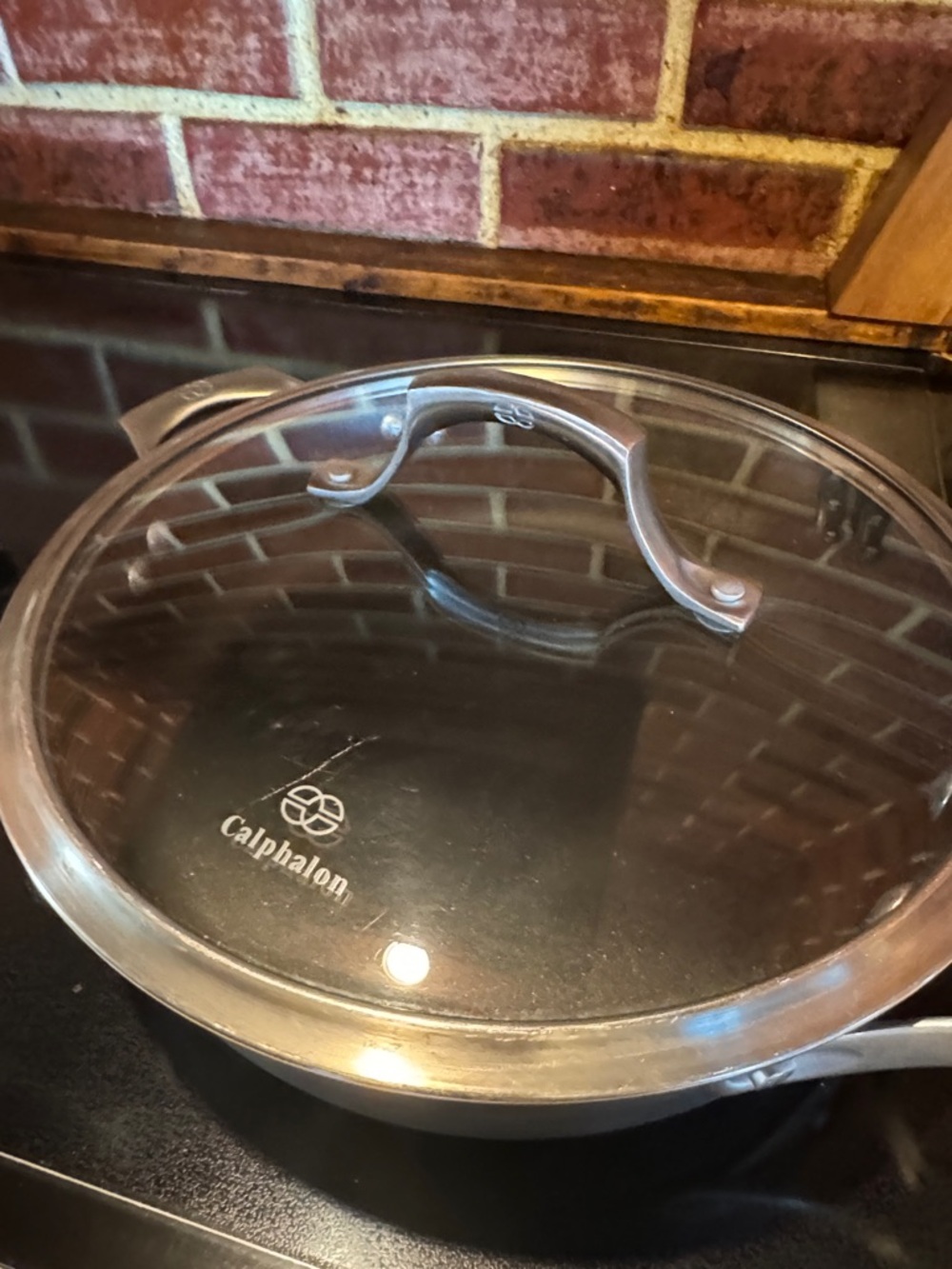 3 Quart Calphalon Gray Nonstick Sauté Pan with Glass Lid and Silver Handle - Picture 4 of 14